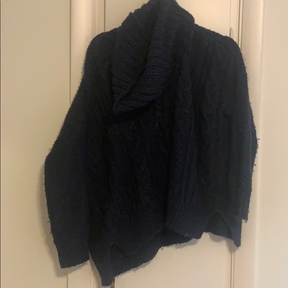 Navy blue cowl-neck sweater. - Picture 1 of 1